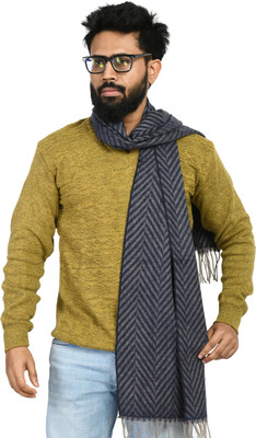 manra Wool Striped Men Shawl(Blue)