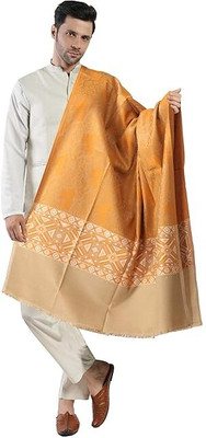 Braid N Cord Polyester Wool Blend Applique Men Shawl(Yellow)