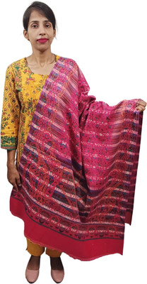 Kashmiri queen Acrylic Embellished Women Shawl(Pink)
