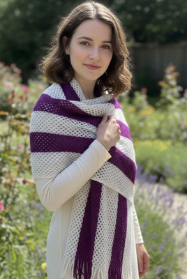 Fashionpoint Wool Solid Women Shawl(White, Purple)