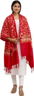 ML HUB Wool Embroidered Women Shawl(Red)