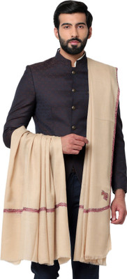 CHOUDHARYRETAILS Pashmina, Wool Embroidered Men Shawl(Beige)