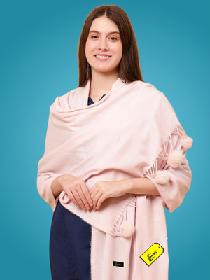 MHAX Wool Self Design Women Shawl(Pink)