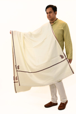 Vrinde Wool Self Design Men Shawl(White)