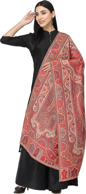 Anekaant Polyester Self Design Women Shawl(Red)
