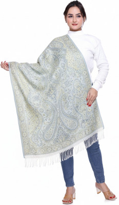 Bharti Rayon Embroidered Women Shawl(White)
