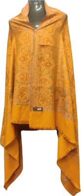 KASHMIR HANDLOOM Poly Wool Self Design Women Shawl(Yellow)