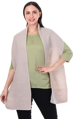 MHAX Wool Self Design Women Shawl(Brown)