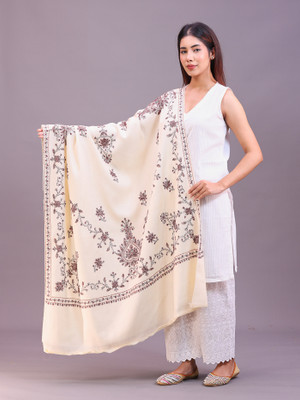swi stylish Pashmina Woven Women Shawl(White)