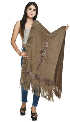 manra Wool Embroidered Women Shawl(Brown)