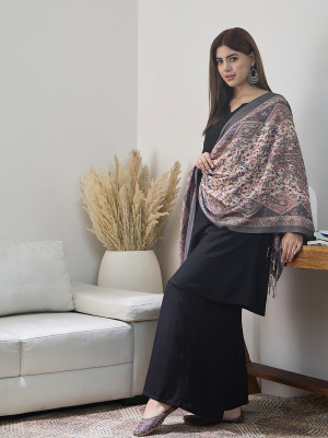 InWeave Acrylic Printed Women Shawl(Grey)