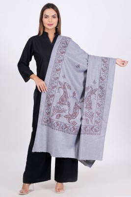 Vrinde Wool Printed Women Shawl(Grey)