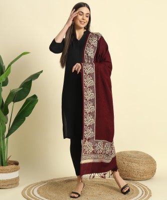 KILVESTED Wool Woven Women Shawl(Maroon)