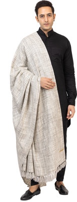 Pashgiri Wool Solid Men Shawl(White)