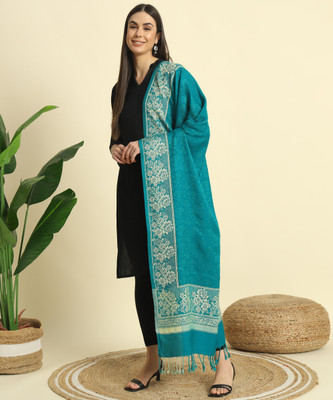 HERMISTON Wool Printed Women Shawl(Blue)
