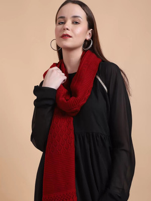 MHAX Wool Self Design Women Shawl(Maroon)