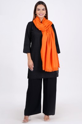 Vrinde Cotton Self Design Women Shawl(Orange)