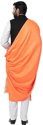 Kashmiri Thead Wool Solid Men Shawl(Orange)