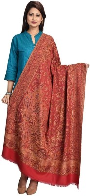 Royal-E-Kashmir Wool Woven Women Shawl(Maroon)