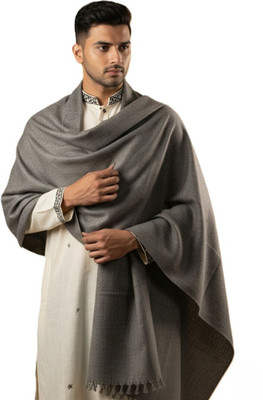 Kriti Wool Solid Men Shawl(Grey)