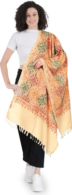 manra Wool Embroidered Women Shawl(Beige)