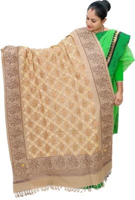 Vrinde Wool Embroidered Women Shawl(Beige)