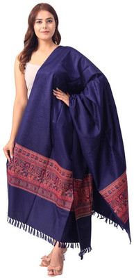 manra Wool Printed Women Shawl(Blue)