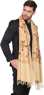 Braid N Cord Polyester Wool Blend Embroidered Men Shawl(Beige)