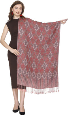 Kti Viscose, Acrylic Floral Print Women Shawl(Pink)