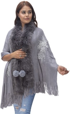 Life and style Wool Solid Women Shawl(Grey)