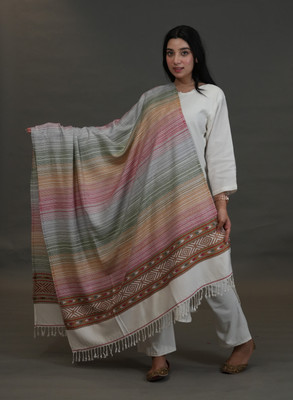 SHIFNEEN Acrylic Striped Women Shawl(Multicolor)