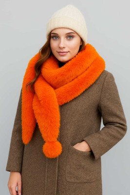 HousOfCommon Polyester Solid Women Shawl(Orange)