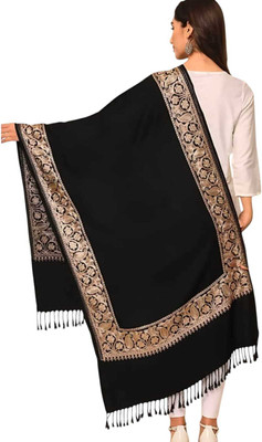 Desttronne Wool Self Design Women Shawl(Maroon)