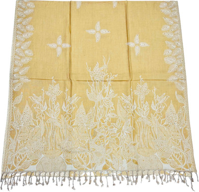 Kti Viscose, Acrylic Floral Print Women Shawl(Beige)