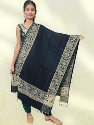 Kashmiri Thead Wool Embroidered Women Shawl(Dark Blue)