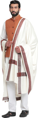CHOUDHARYRETAILS Wool Woven Men Shawl(White)