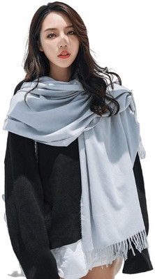 AlexVyan Acrylic, Wool Woven Women Shawl(Grey)