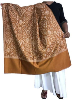 Royal-E-Kashmir Wool Printed Women Shawl(Gold)