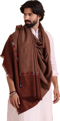 Tweedle Acrylic Striped Men Shawl(Brown)