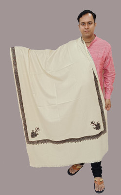 Vrinde Wool Printed Men Shawl(White)