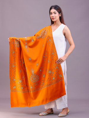 swi stylish Pashmina Woven Women Shawl(Orange)