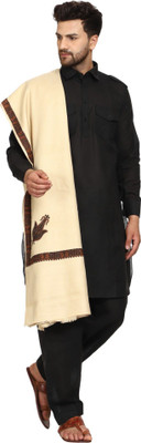 CHOUDHARYRETAILS Wool Embroidered Men Shawl(Beige)