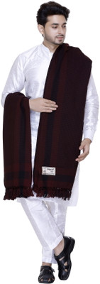 MANBHAV Acrylic Checkered Men Shawl(Maroon)