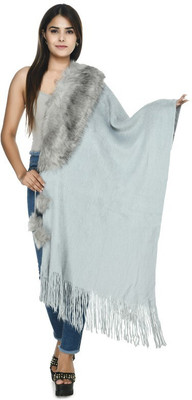 Life and style Wool Solid Women Shawl(Grey)