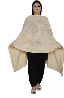 Pick Ur Needs Wool Self Design Women Shawl(Beige)
