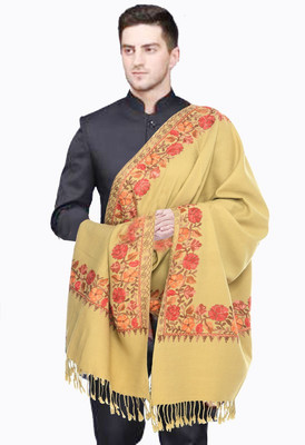manra Wool Floral Print Men Shawl(Beige)
