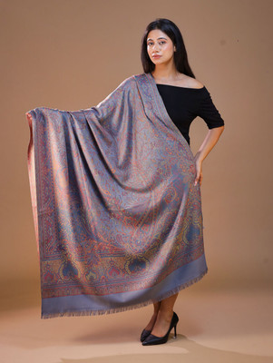 swi stylish Wool Printed Women Shawl(Grey)