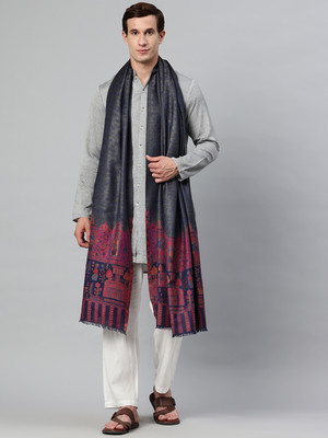 swi stylish Wool Woven Men Shawl(Dark Blue)