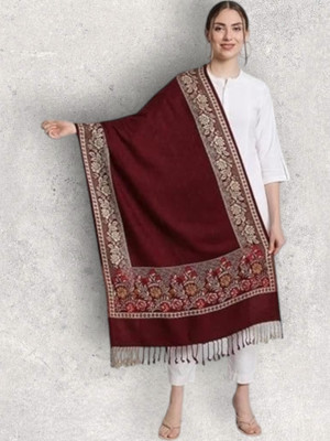 Trandone Wool Printed Women Shawl(Maroon)