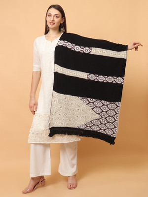 SCHp Wool Self Design Women Shawl(Black, White, Beige, Multicolor)